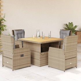 Set comedor de jardín 5 pzas con cojines ratán sintético beige en Conjuntos de jardín | Comprar online en Foru.es