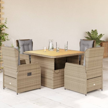 Set comedor de jardín 5 pzas con cojines ratán sintético beige en Conjuntos de jardín | Comprar online en Foru.es