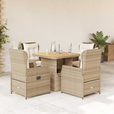 Set comedor de jardín 5 pzas con cojines ratán sintético beige en Conjuntos de jardín | Comprar online en Foru.es