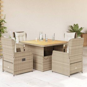 Set comedor de jardín 5 pzas con cojines ratán sintético beige en Conjuntos de jardín | Comprar online en Foru.es