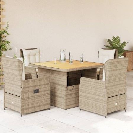 Set comedor de jardín 5 pzas con cojines ratán sintético beige en Conjuntos de jardín | Comprar online en Foru.es