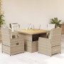 Set comedor de jardín 5 pzas con cojines ratán sintético beige en Conjuntos de jardín | Comprar online en Foru.es