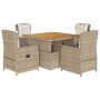 Set comedor de jardín 5 pzas con cojines ratán sintético beige en Conjuntos de jardín | Comprar online en Foru.es