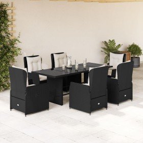Set de comedor de jardín 7 pzas y cojines ratán sintético negro en Conjuntos de jardín | Comprar online en Foru.es