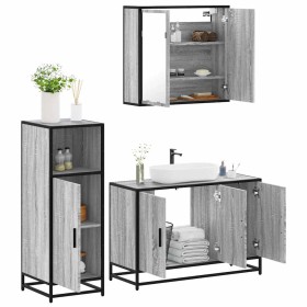 Set de muebles de baño 3 pzas madera contrachapada gris sonoma de , Muebles de baño - Ref: Foro24-3300953, Precio: 242,10 €, ...