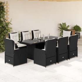 Set de comedor de jardín 9 pzas y cojines ratán sintético negro en Conjuntos de jardín | Comprar online en Foru.es