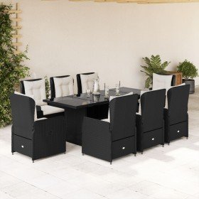 Set de comedor de jardín 9 pzas y cojines ratán sintético negro en Conjuntos de jardín | Comprar online en Foru.es