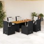 Set de comedor de jardín 7 pzas y cojines ratán sintético negro en Conjuntos de jardín | Comprar online en Foru.es