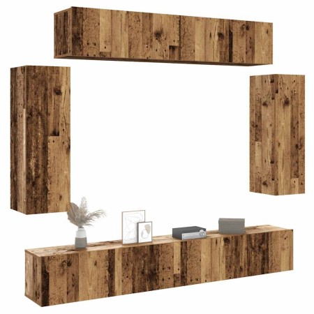 Conjunto de mueble de TV 6 piezas montado la pared madera vieja de , Muebles TV - Ref: Foro24-3329001, Precio: 276,65 €, Desc...