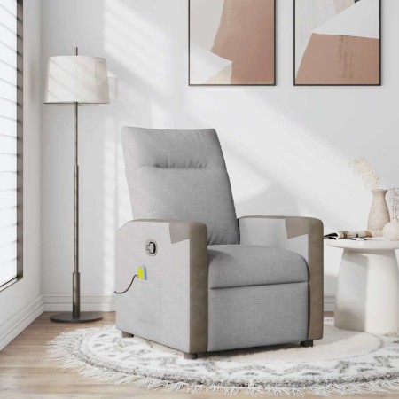 Sillón de masaje reclinable de tela gris nube de , Sillones - Ref: Foro24-4104843, Precio: 206,64 €, Descuento: %