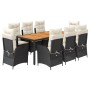 Set de comedor de jardín 9 pzas y cojines ratán sintético negro de , Conjuntos de jardín - Ref: Foro24-3213093, Precio: 1,00 ...