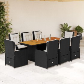 Set de comedor de jardín 9 pzas y cojines ratán sintético negro en Conjuntos de jardín | Comprar online en Foru.es