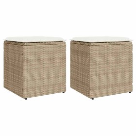 Taburetes de jardín con cojines 2 uds beige 40x40x43 cm de , Otomanas de exterior - Ref: Foro24-4104043, Precio: 127,50 €, De...