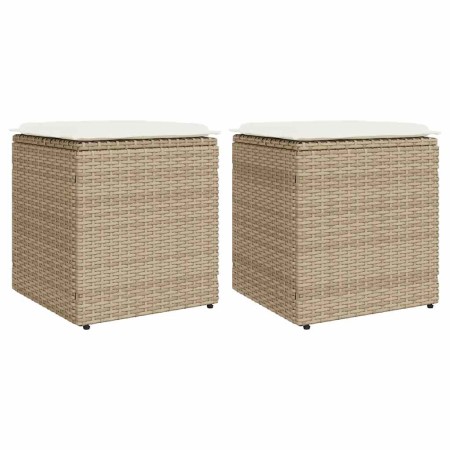 Taburetes de jardín con cojines 2 uds beige 40x40x43 cm de , Otomanas de exterior - Ref: Foro24-4104043, Precio: 127,50 €, De...