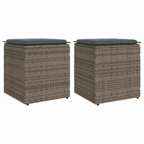 Taburetes de jardín con cojines 2 uds gris 40x40x43 cm de , Otomanas de exterior - Ref: Foro24-4104041, Precio: 127,35 €, Des...