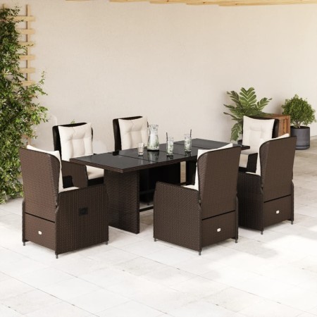 Set comedor de jardín 7 pzas con cojines ratán sintético marrón en Conjuntos de jardín | Comprar online en Foru.es