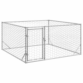 Perrera de exterior puerta acero galvanizado plateado 2x2x1 m de , Casetas para perros - Ref: Foro24-4105411, Precio: 90,02 €...