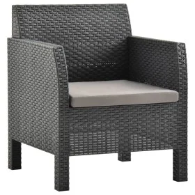 Silla de jardín con cojín PP ratán antracita de vidaXL, Sillas de jardín - Ref: Foro24-315639, Precio: 92,07 €, Descuento: %
