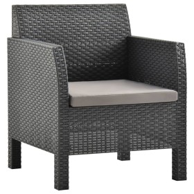 Silla de jardín con cojín PP ratán antracita de vidaXL, Sillas de jardín - Ref: Foro24-315639, Precio: 92,84 €, Descuento: %