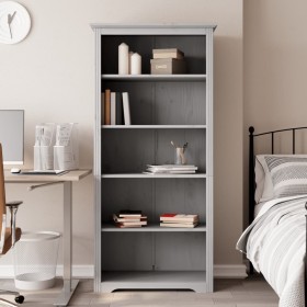 Librería BODO 5 estantes madera maciza pino gris 82x40x173 cm de , Librerías y estanterías - Ref: Foro24-355082, Precio: 179,...