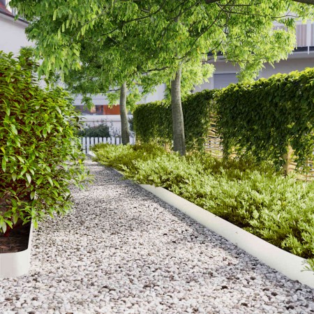 Bordes para césped 10 uds acero laminado frío blanco 15x103 cm de , Ribetes y bordes para jardín - Ref: Foro24-860143, Precio...