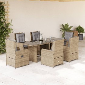 Set comedor de jardín 7 pzas con cojines ratán sintético beige en Conjuntos de jardín | Comprar online en Foru.es