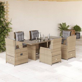 Set comedor de jardín 7 pzas con cojines ratán sintético beige en Conjuntos de jardín | Comprar online en Foru.es