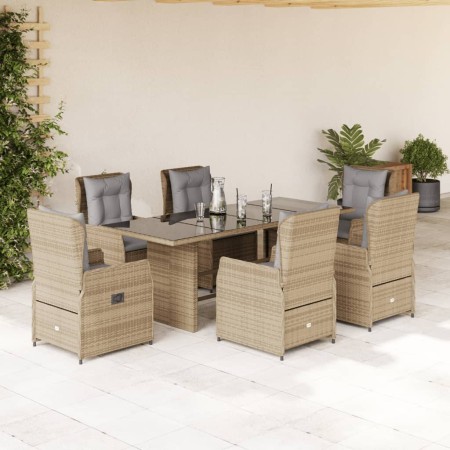 Set comedor de jardín 7 pzas con cojines ratán sintético beige en Conjuntos de jardín | Comprar online en Foru.es