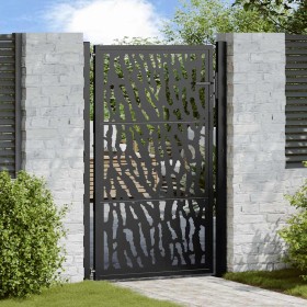 Puerta de jardín negra con diseño de carril de acero 105x155 cm de , Puertas de jardín - Ref: Foro24-4100981, Precio: 194,69 ...