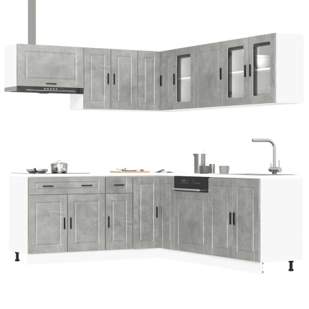 Mueble cocina Porto gris hormigón 11 pzas madera contrachapada de , Armarios de cocina - Ref: Foro24-3314935, Precio: 716,24 ...
