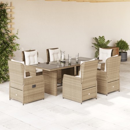 Set comedor de jardín 7 pzas con cojines ratán sintético beige en Conjuntos de jardín | Comprar online en Foru.es