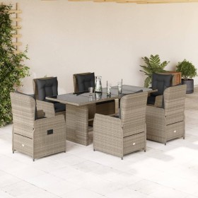 Set comedor jardín 7 pzas y cojines ratán sintético gris claro en Conjuntos de jardín | Comprar online en Foru.es