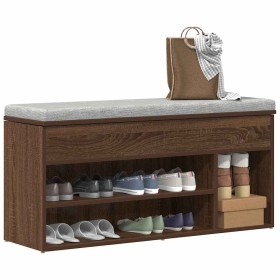 Banco zapatero madera de ingeniería marrón roble 102x30,5x45 cm de , Zapateros y organizadores de calzado - Ref: Foro24-85914...