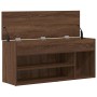 Banco zapatero madera de ingeniería marrón roble 102x30,5x45 cm de , Zapateros y organizadores de calzado - Ref: Foro24-85914...