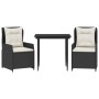 Set comedor de jardín 3 pzas con cojines ratán sintético negro en Conjuntos de jardín | Comprar online en Foru.es