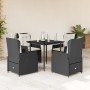Set de muebles jardín 5 pzas con cojines ratán sintético negro en Conjuntos de jardín | Comprar online en Foru.es