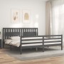 Estructura de cama con cabecero madera maciza gris 200x200 cm de vidaXL, Camas y somieres - Ref: Foro24-3194333, Precio: 187,...