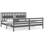 Estructura de cama con cabecero madera maciza gris 200x200 cm de vidaXL, Camas y somieres - Ref: Foro24-3194333, Precio: 187,...
