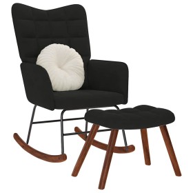 Mecedora con taburete de terciopelo negro de , Mecedoras - Ref: Foro24-4016849, Precio: 129,77 €, Descuento: %