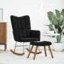 Mecedora con taburete de terciopelo negro de , Mecedoras - Ref: Foro24-4016849, Precio: 129,77 €, Descuento: %