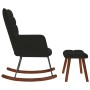 Mecedora con taburete de terciopelo negro de , Mecedoras - Ref: Foro24-4016849, Precio: 129,77 €, Descuento: %