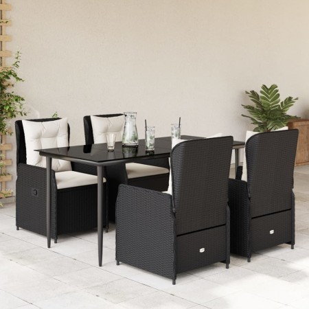 Set de muebles jardín 5 pzas con cojines ratán sintético negro en Conjuntos de jardín | Comprar online en Foru.es
