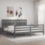 Estructura de cama con cabecero madera maciza gris 200x200 cm de vidaXL, Camas y somieres - Ref: Foro24-3194333, Precio: 187,...