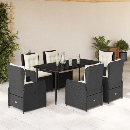 Set de comedor de jardín 7 pzas y cojines ratán sintético negro en Conjuntos de jardín | Comprar online en Foru.es