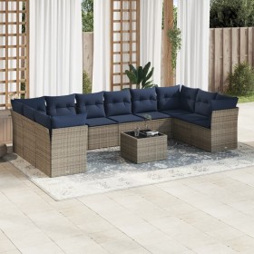 Set de sofás de jardín 11 pzas y cojines ratán sintético gris de , Conjuntos de jardín - Ref: Foro24-3250050, Precio: 798,56 ...