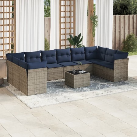 Set de sofás de jardín 11 pzas y cojines ratán sintético gris de , Conjuntos de jardín - Ref: Foro24-3250050, Precio: 798,56 ...
