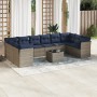 Set de sofás de jardín 11 pzas y cojines ratán sintético gris de , Conjuntos de jardín - Ref: Foro24-3250050, Precio: 798,56 ...