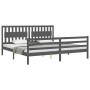 Estructura de cama con cabecero madera maciza gris 200x200 cm de vidaXL, Camas y somieres - Ref: Foro24-3194333, Precio: 187,...