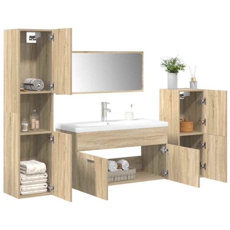Juego de muebles de baño 5 pzas madera ingeniería roble Sonoma de , Muebles de baño - Ref: Foro24-3325022, Precio: 397,86 €, ...