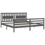 Estructura de cama con cabecero madera maciza gris 200x200 cm de vidaXL, Camas y somieres - Ref: Foro24-3194333, Precio: 187,...